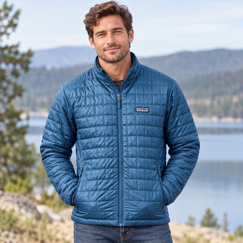 Patagonia Nano Puff Jacket Mens Medium Blue Excellent 84212 Puffer Insulated